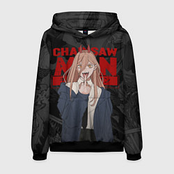Толстовка-худи мужская Chainsaw man - Power fuck, цвет: 3D-черный
