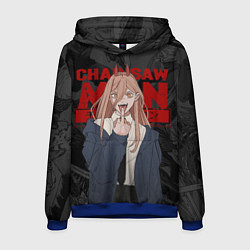 Толстовка-худи мужская Chainsaw man - Power fuck, цвет: 3D-синий