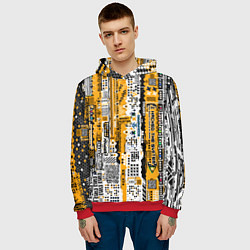 Толстовка-худи мужская Cyberpunk pattern yellow, цвет: 3D-красный — фото 2