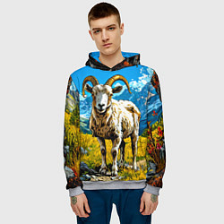 Толстовка-худи мужская Горный козел, цвет: 3D-меланж — фото 2