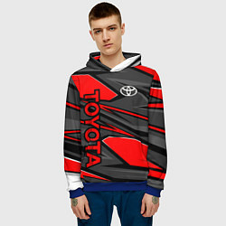 Толстовка-худи мужская Toyota - красная абстракция, цвет: 3D-синий — фото 2