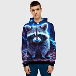 Толстовка-худи мужская Енот в разрядах молний, цвет: 3D-черный — фото 2