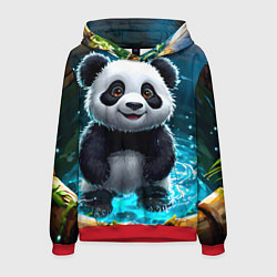 Толстовка-худи мужская Панда в колодце, цвет: 3D-красный