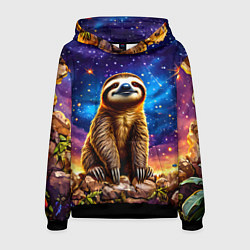 Толстовка-худи мужская Ленивец и звездное небо, цвет: 3D-черный