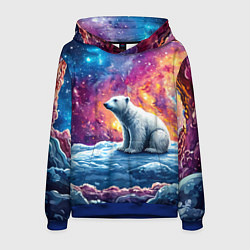 Толстовка-худи мужская Белый медведь и звездное небо, цвет: 3D-синий