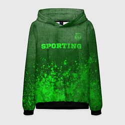 Толстовка-худи мужская Sporting - green gradient посередине, цвет: 3D-черный