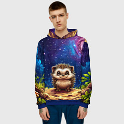 Толстовка-худи мужская Ежик и звездное небо, цвет: 3D-синий — фото 2