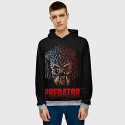 Толстовка-худи мужская Хищник из черепов, цвет: 3D-меланж — фото 2