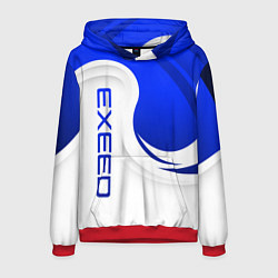 Толстовка-худи мужская Exeed - синий и белый, цвет: 3D-красный