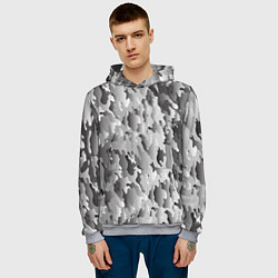 Толстовка-худи мужская Монохромный камуфляж, цвет: 3D-меланж — фото 2