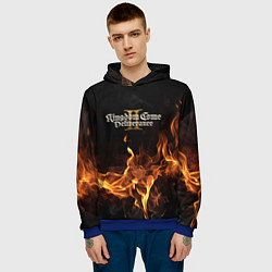 Толстовка-худи мужская Kingdom Come Deliverance 2 лого и огонь, цвет: 3D-синий — фото 2
