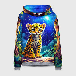 Толстовка-худи мужская Ягуар в звездную ночь, цвет: 3D-меланж