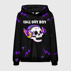 Толстовка-худи мужская Fall Out Boy неоновый череп, цвет: 3D-черный