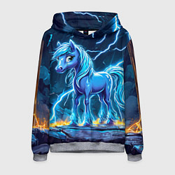 Толстовка-худи мужская Лошадка в разрядах молнии, цвет: 3D-меланж