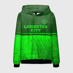 Толстовка-худи мужская Leicester City - green gradient посередине, цвет: 3D-черный