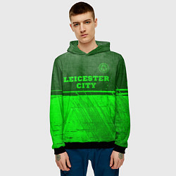 Толстовка-худи мужская Leicester City - green gradient посередине, цвет: 3D-черный — фото 2