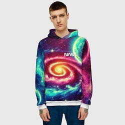 Толстовка-худи мужская Spiral galaxy - neon glow, цвет: 3D-белый — фото 2