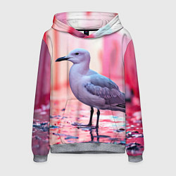 Толстовка-худи мужская Чайка на розовом, цвет: 3D-меланж