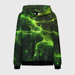 Толстовка-худи мужская Зеленые волокна текстура, цвет: 3D-черный