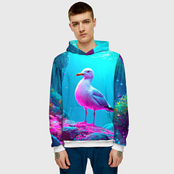 Толстовка-худи мужская Подводная чайка, цвет: 3D-белый — фото 2