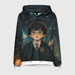 Толстовка-худи мужская Испуганный Гарри Поттер, цвет: 3D-белый