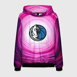 Толстовка-худи мужская Даллас Маверикс в розовом водовороте, цвет: 3D-черный