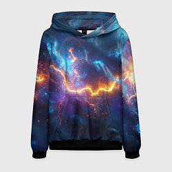 Толстовка-худи мужская Космическая молния текстура, цвет: 3D-черный