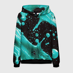 Толстовка-худи мужская Голубая краска и капли, цвет: 3D-черный