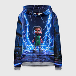 Толстовка-худи мужская Браун Джейлен в разрядах молний, цвет: 3D-меланж