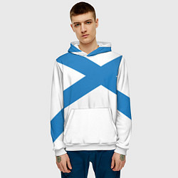 Толстовка-худи мужская Военно-морской флот: Андреевский флаг, цвет: 3D-белый — фото 2