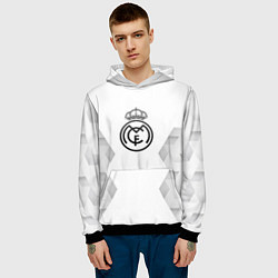 Толстовка-худи мужская Real Madrid white poly, цвет: 3D-черный — фото 2
