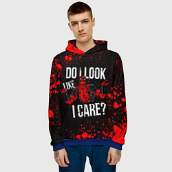 Толстовка-худи мужская Дэдпул - красные брызги, цвет: 3D-синий — фото 2