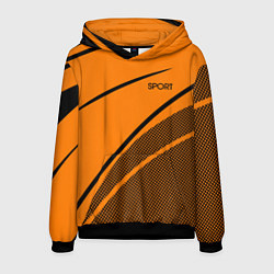 Толстовка-худи мужская Sport оранжевый с чёрным точечный, цвет: 3D-черный