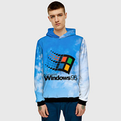 Толстовка-худи мужская Windows 95 logo, цвет: 3D-черный — фото 2