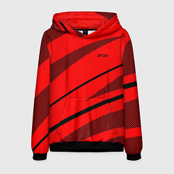Толстовка-худи мужская Sport красный с чёрным полосами, цвет: 3D-черный