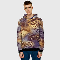 Толстовка-худи мужская Окаменелые динозавры, подарок для палеонтолога, цвет: 3D-черный — фото 2