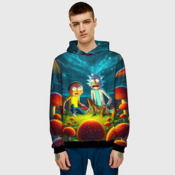 Толстовка-худи мужская Rick and Morty on the fly agaric planet, цвет: 3D-черный — фото 2