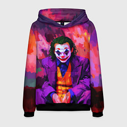 Толстовка-худи мужская Джокер рисунок красками, цвет: 3D-черный