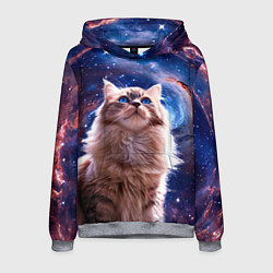 Толстовка-худи мужская Невская маскарадная кошка в космосе, цвет: 3D-меланж