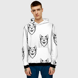 Толстовка-худи мужская Голова собаки, цвет: 3D-черный — фото 2