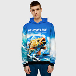 Толстовка-худи мужская Все дуреют с этой рыбки золотой, цвет: 3D-черный — фото 2