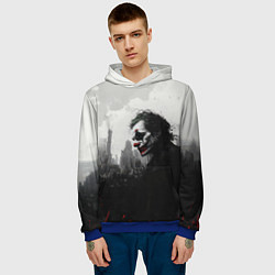 Толстовка-худи мужская Джокер черно-белый стиль, цвет: 3D-синий — фото 2