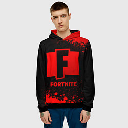 Толстовка-худи мужская Fortnite - red gradient, цвет: 3D-черный — фото 2