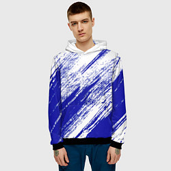 Толстовка-худи мужская The color is white and blue, цвет: 3D-черный — фото 2