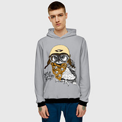 Толстовка-худи мужская Owl - wild crazy guy, цвет: 3D-черный — фото 2