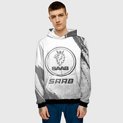 Толстовка-худи мужская Saab - white gradient, цвет: 3D-черный — фото 2