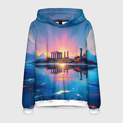 Толстовка-худи мужская Античный островок, цвет: 3D-белый