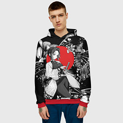 Толстовка-худи мужская Шинобу Кочо бабочка - убийца демонов, цвет: 3D-красный — фото 2