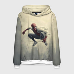 Толстовка-худи мужская Человек паук в прыжке, цвет: 3D-белый