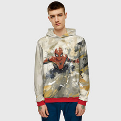 Толстовка-худи мужская Человек - паук маслом, цвет: 3D-красный — фото 2